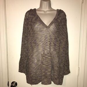 C.J. Banks Women's 1X Hoodie Pullover Multicolor Knit Purple Cotton Blend